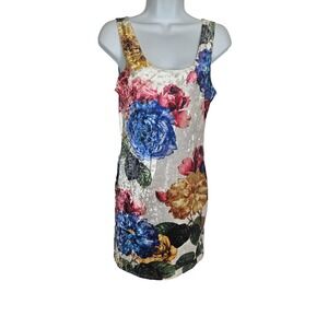 Gage USA Velvet Floral Mini Dress S Bodycon 90s Rose Print